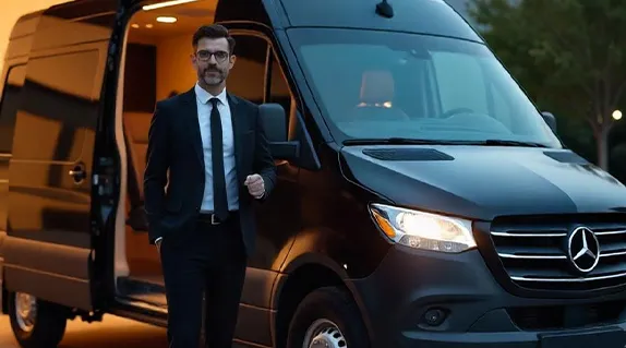 Professional chauffeur for black car service Dallas